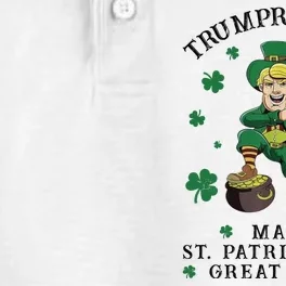 Make St Patricks Day Great Again Trump Leprechaun Dry Zone Grid Performance Polo