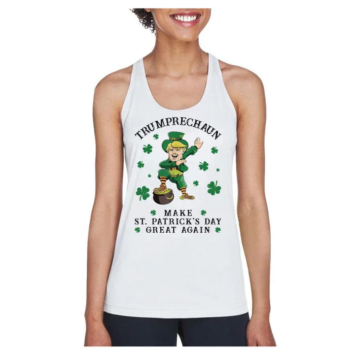 Make St Patricks Day Great Again Trump Leprechaun Women's Racerback Tank