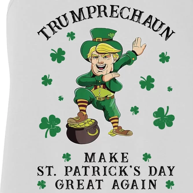 Make St Patricks Day Great Again Trump Leprechaun Women's Racerback Tank