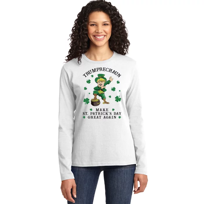 Make St Patricks Day Great Again Trump Leprechaun Ladies Long Sleeve Shirt