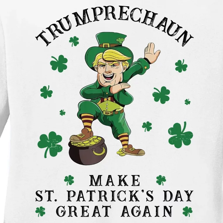 Make St Patricks Day Great Again Trump Leprechaun Ladies Long Sleeve Shirt