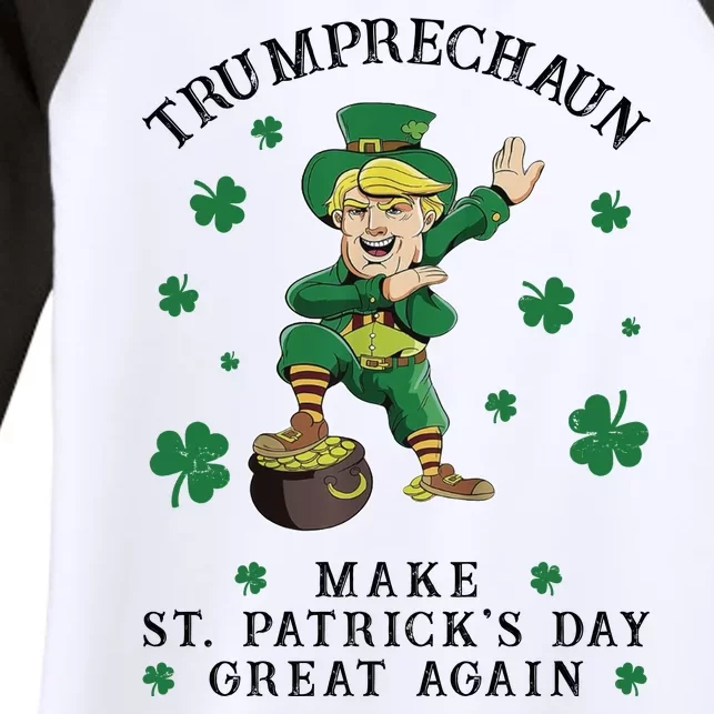 Make St Patricks Day Great Again Trump Leprechaun Women's Tri-Blend 3/4-Sleeve Raglan Shirt