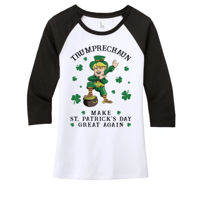 Make St Patricks Day Great Again Trump Leprechaun Women's Tri-Blend 3/4-Sleeve Raglan Shirt