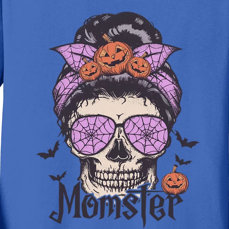 Momster Skeleton Pumpkin Halloween Great Gift Kids Long Sleeve Shirt