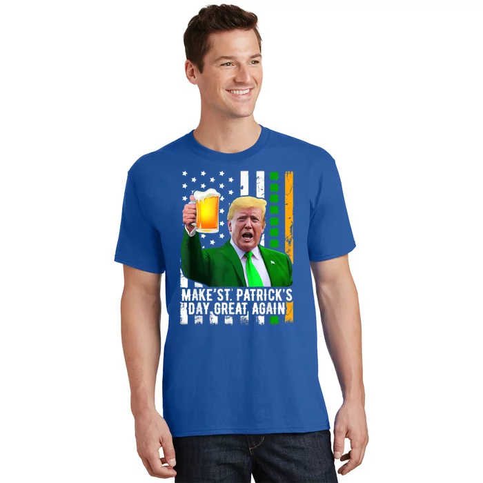 Make St Patrick's Day Great Again Funny Trump Shamrock Beer Gift T-Shirt