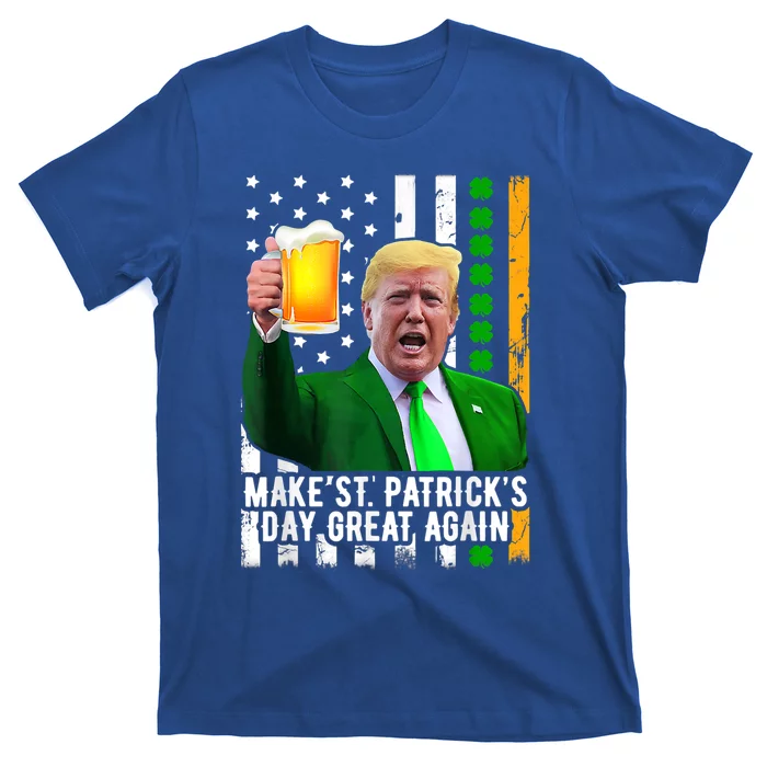 Make St Patrick's Day Great Again Funny Trump Shamrock Beer Gift T-Shirt