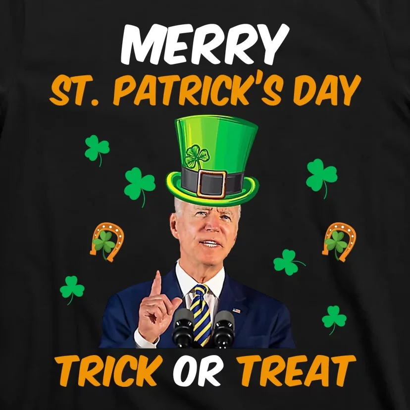 Merry St Patrick's Day Trick Or Treat Funny Confused Joe Biden T-Shirt