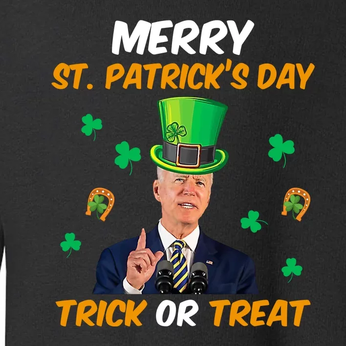 Merry St Patrick's Day Trick Or Treat Funny Confused Joe Biden Toddler Sweatshirt