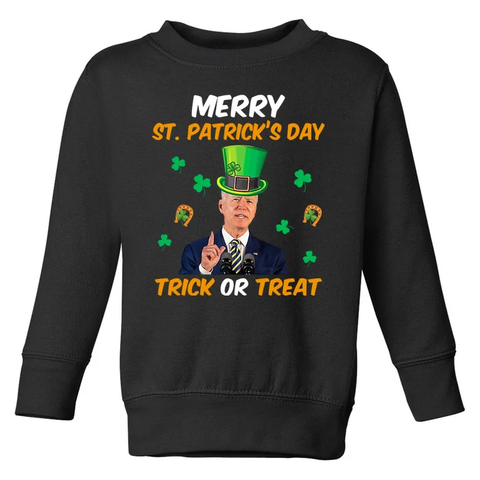 Merry St Patrick's Day Trick Or Treat Funny Confused Joe Biden Toddler Sweatshirt