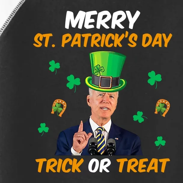 Merry St Patrick's Day Trick Or Treat Funny Confused Joe Biden Toddler Fine Jersey T-Shirt