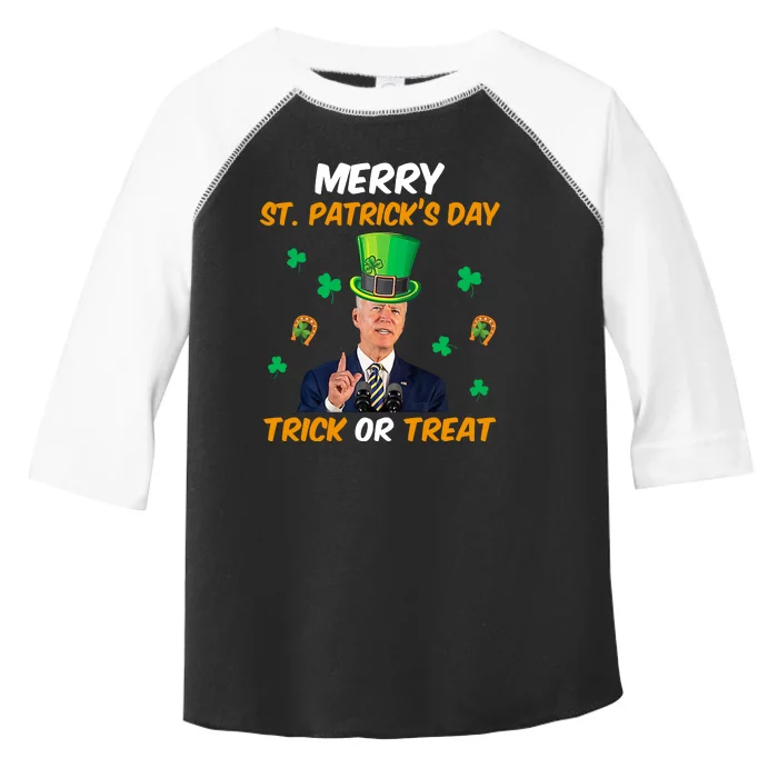 Merry St Patrick's Day Trick Or Treat Funny Confused Joe Biden Toddler Fine Jersey T-Shirt