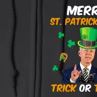 Merry St Patrick's Day Trick Or Treat Funny Confused Joe Biden Full Zip Hoodie