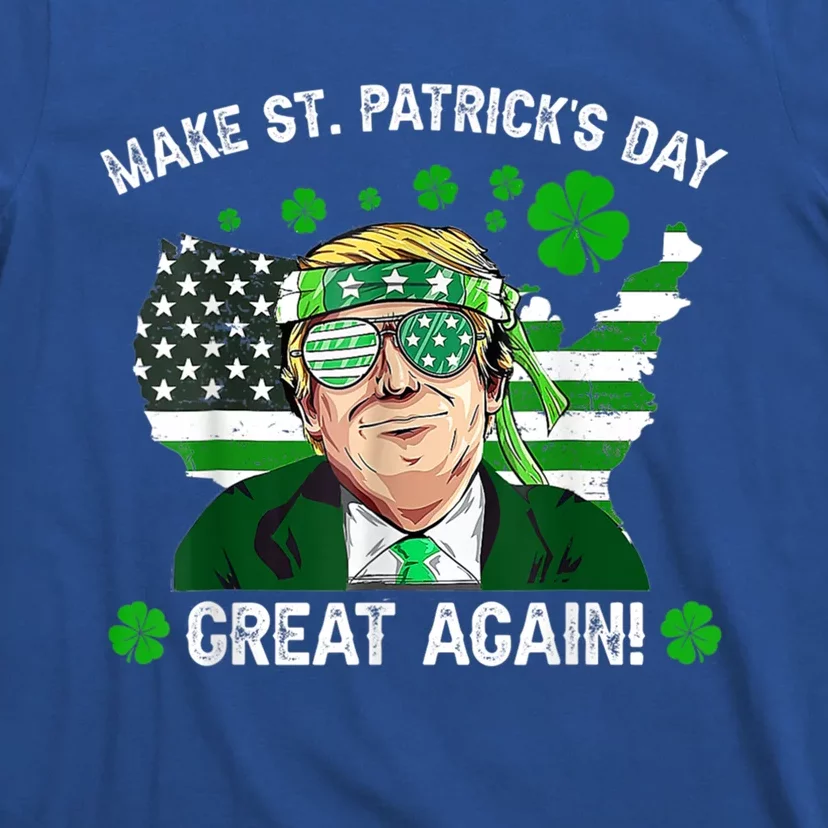 Make St Patrick's Day Great Again Trump Us Flag Irish Clover Gift T-Shirt