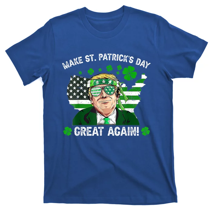 Make St Patrick's Day Great Again Trump Us Flag Irish Clover Gift T-Shirt