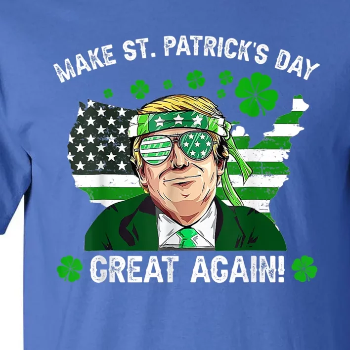 Make St Patrick's Day Great Again Trump Us Flag Irish Clover Gift Tall T-Shirt