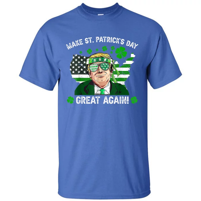 Make St Patrick's Day Great Again Trump Us Flag Irish Clover Gift Tall T-Shirt