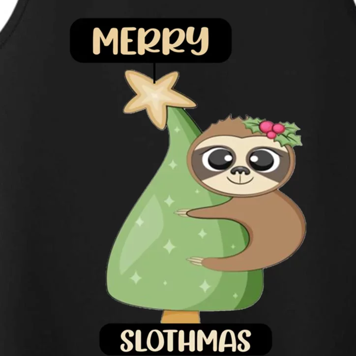 Merry Slothmas Pajamas Christmas Tree Bedding Gift Performance Tank