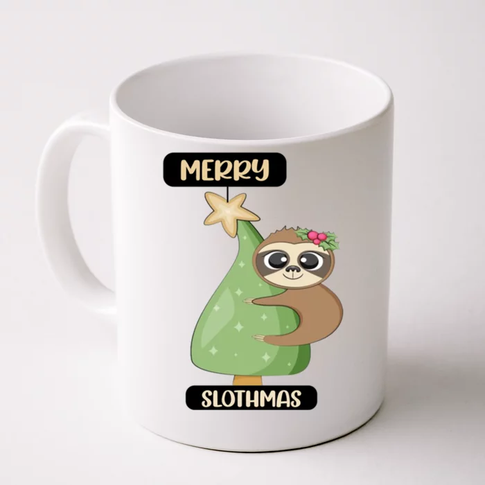 Merry Slothmas Pajamas Christmas Tree Bedding Gift Front & Back Coffee Mug