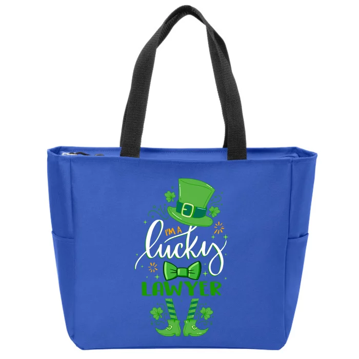 Matching St Patricks Day Leprechaun I'm A Lucky Lawyer Gift Zip Tote Bag