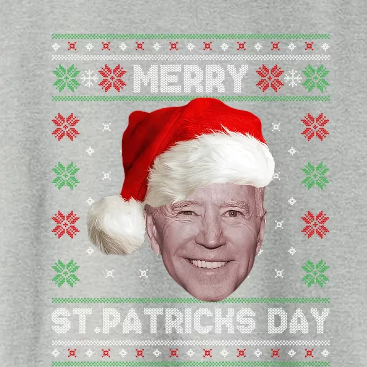 Merry St Patricks Day Funny Santa Joe Biden Ugly Christmas Gift Women's Crop Top Tee