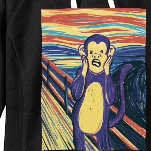 Monkey Screaming Painting Parody Women's Fleece Hoodie