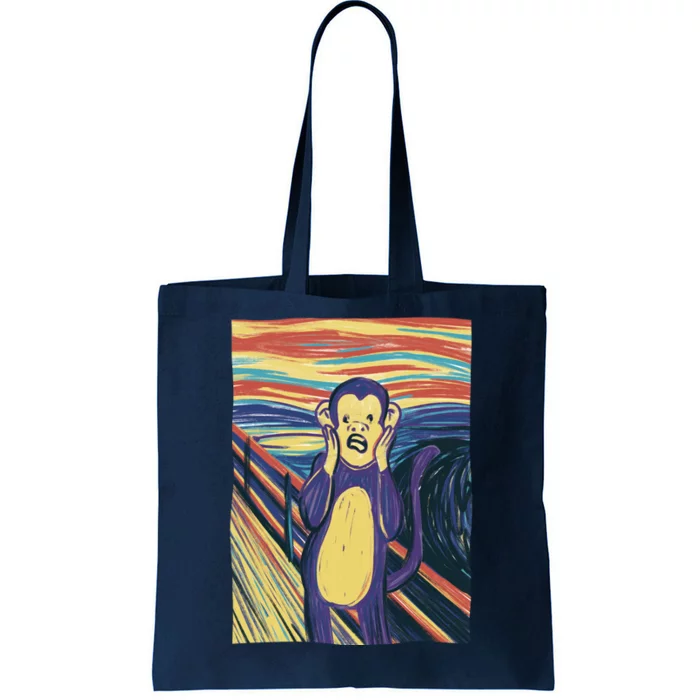 Monkey Screaming Painting Parody Tote Bag