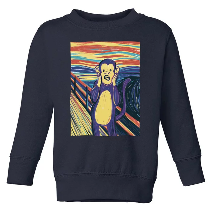 Monkey Screaming Painting Parody Toddler Sweatshirt