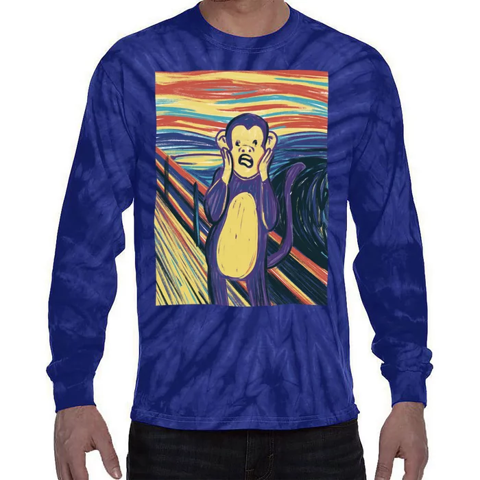 Monkey Screaming Painting Parody Tie-Dye Long Sleeve Shirt