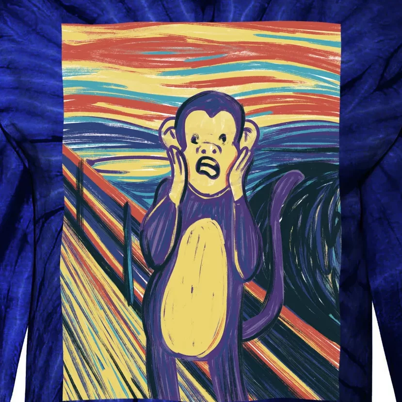 Monkey Screaming Painting Parody Tie-Dye Long Sleeve Shirt