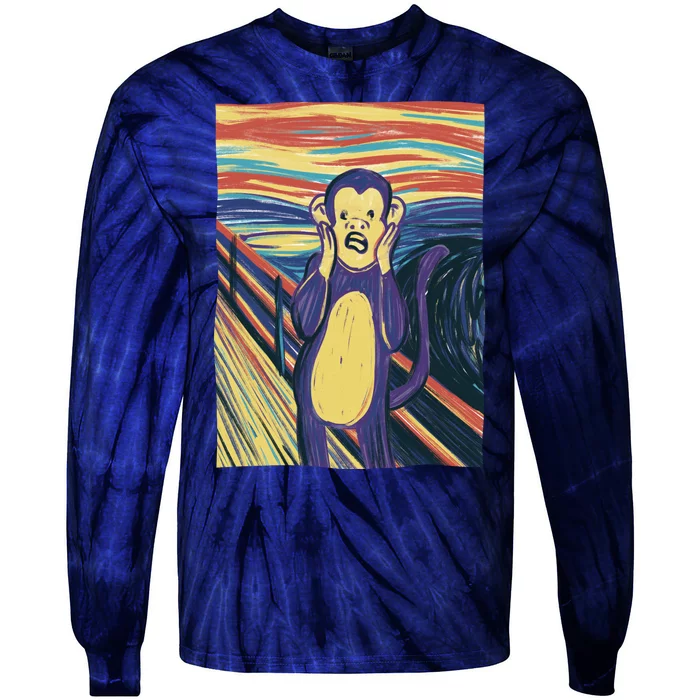 Monkey Screaming Painting Parody Tie-Dye Long Sleeve Shirt