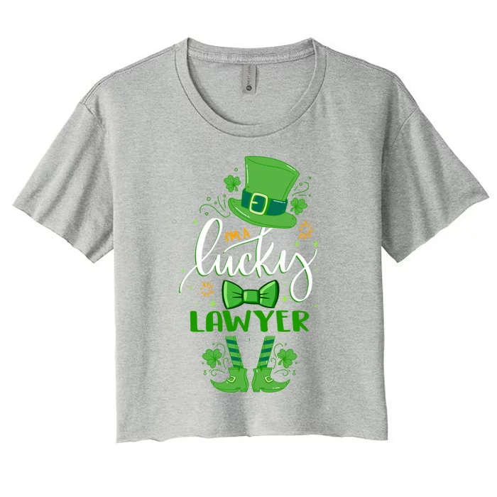 Matching St Patricks Day Leprechaun I'm A Lucky Lawyer Cool Gift Women's Crop Top Tee