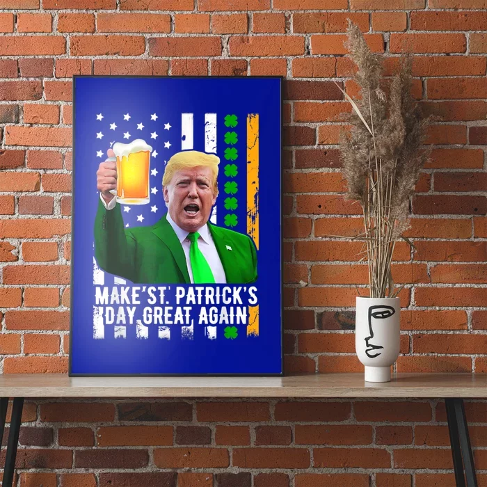 Make St Patrick's Day Great Again Funny Trump Shamrock Beer Gift Poster