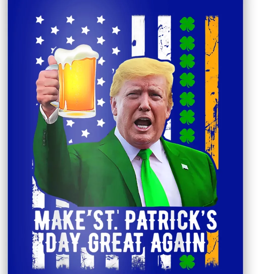 Make St Patrick's Day Great Again Funny Trump Shamrock Beer Gift Poster