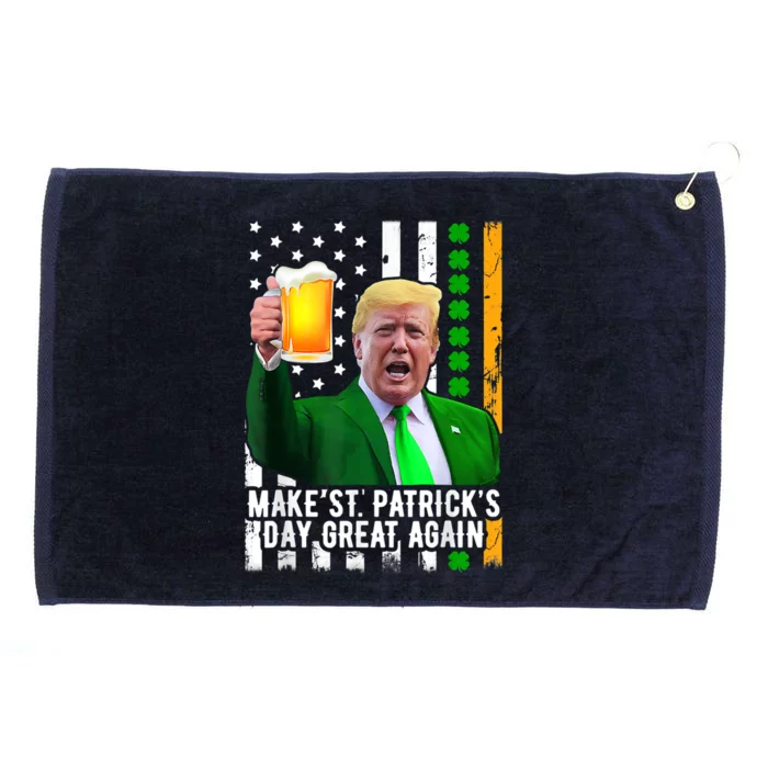 Make St Patrick's Day Great Again Funny Trump Shamrock Beer Gift Grommeted Golf Towel