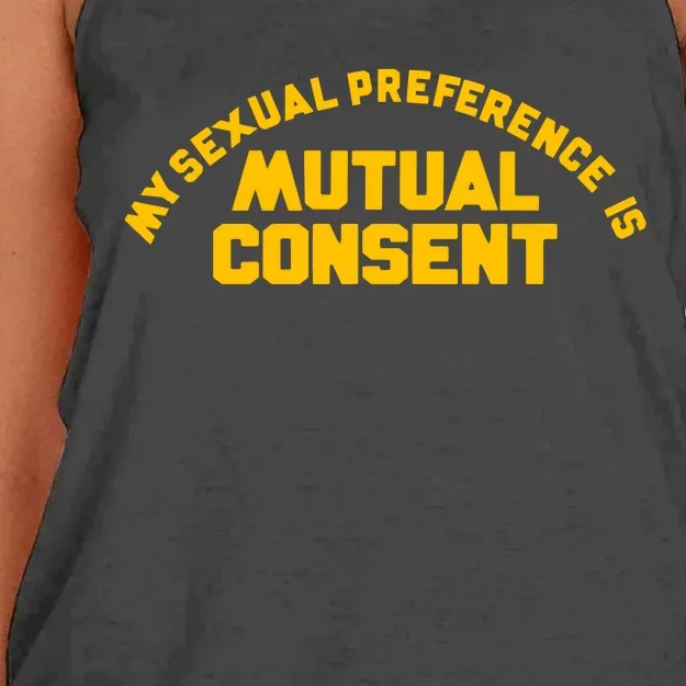 My Sexual Preference Is Mutual Consent Women's Knotted Racerback Tank