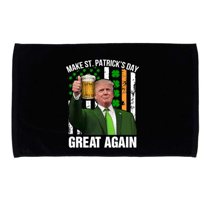 Make St Patrick's Day Great Again Funny Usa Flag Trump Gift Microfiber Hand Towel