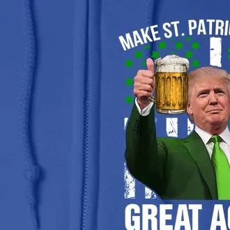 Make St Patrick's Day Great Again Funny Usa Flag Trump Gift Full Zip Hoodie