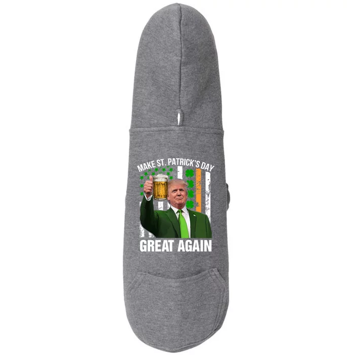 Make St Patrick's Day Great Again Funny Usa Flag Trump Gift Doggie 3-End Fleece Hoodie