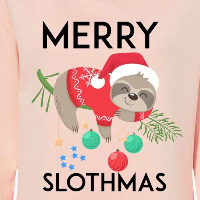 Merry Slothmas Pajamas Christmas Hanging Tree Bed Gift Womens California Wash Sweatshirt