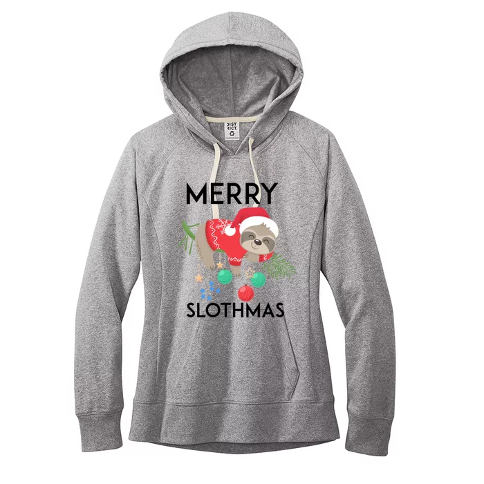 Merry Slothmas Pajamas Christmas Hanging Tree Bed Gift Women's Fleece Hoodie