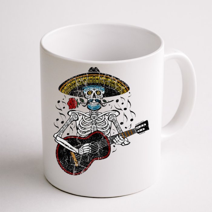 Mariachi Skeleton Playing Guitar Day Of The Dead Front & Back Coffee Mug