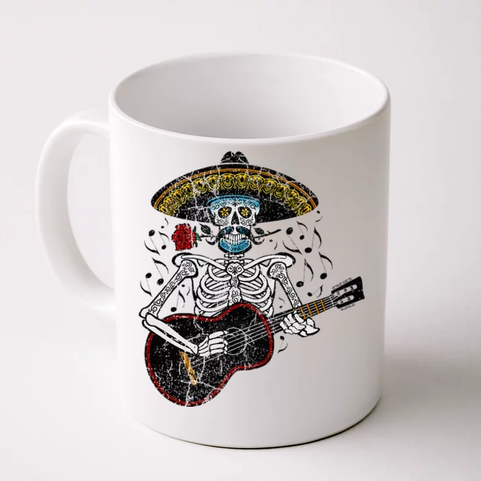 Mariachi Skeleton Playing Guitar Day Of The Dead Front & Back Coffee Mug