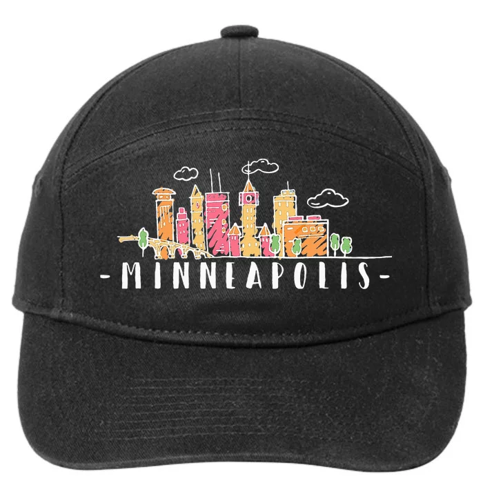 Minneapolis Skyline Pride Vintage Minnesota 7-Panel Snapback Hat