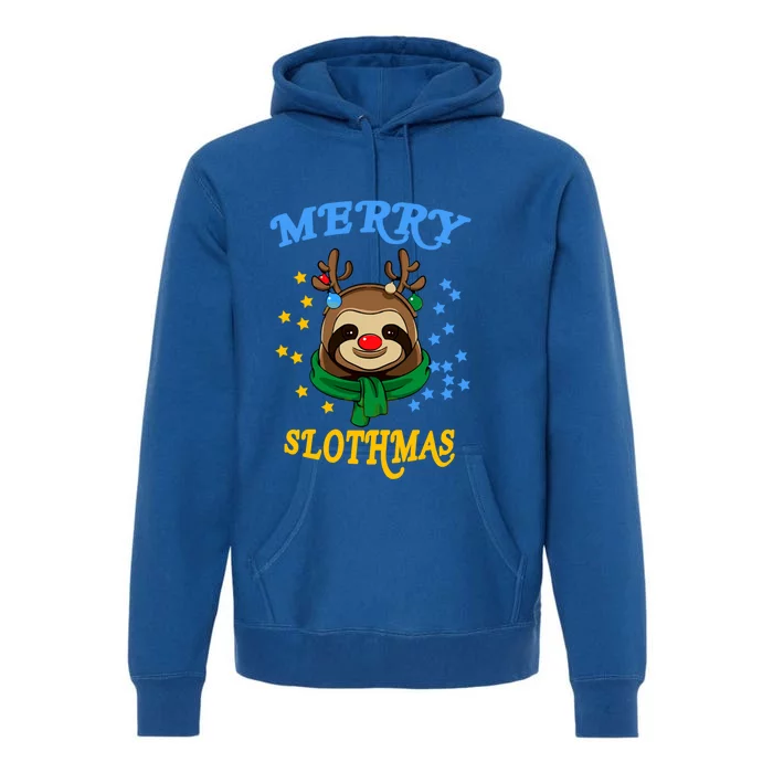 Merry Slothmas Pajamas Christmas Rudolph Decoration Gift Premium Hoodie