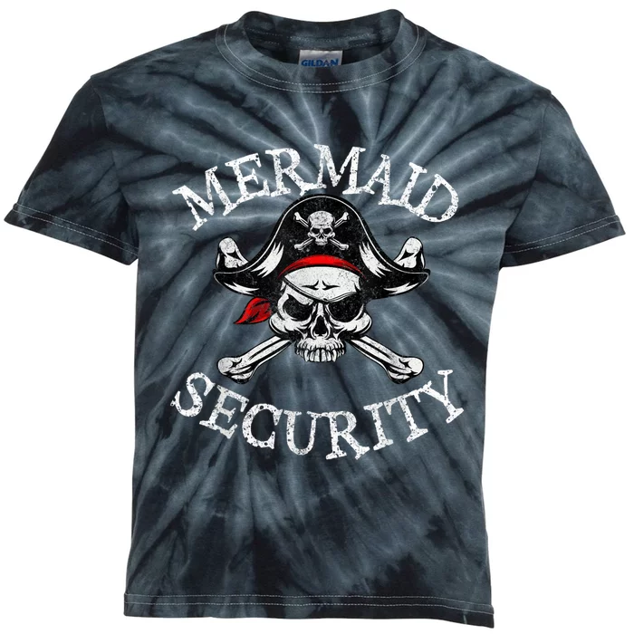 Mermaid Security Pirate Party Dad Brother Family Matching Kids Tie-Dye T-Shirt