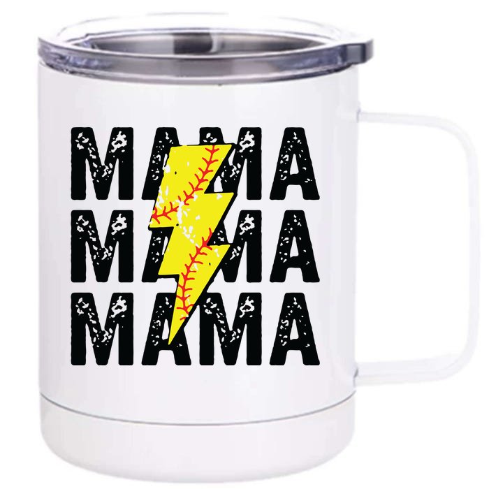 Mom Softball Player Vintage Mother's Day Front & Back 12oz Stainless Steel Tumbler Cup