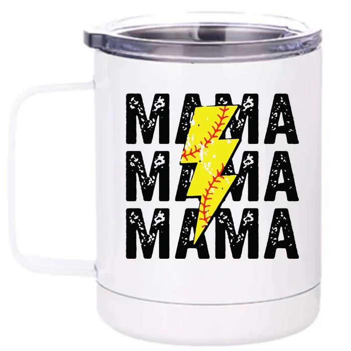 Mom Softball Player Vintage Mother's Day Front & Back 12oz Stainless Steel Tumbler Cup