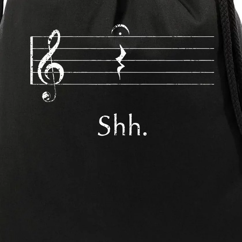 Music Shh Quarter Rest And Fermata Drawstring Bag