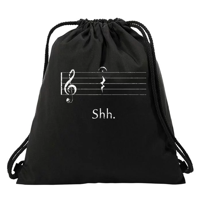 Music Shh Quarter Rest And Fermata Drawstring Bag