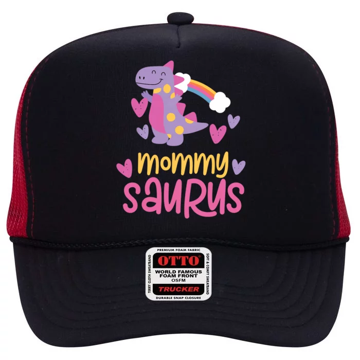 Mommy Saurus Rex Dinosaur High Crown Mesh Trucker Hat